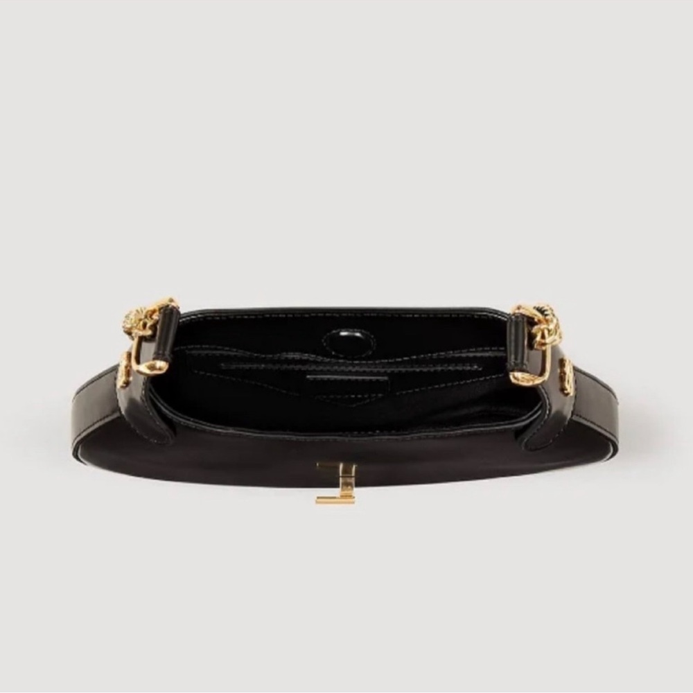 Sandro Sweet Janet Chain Leather Shoulder Bag In Black NWT - Picture 3 of 12